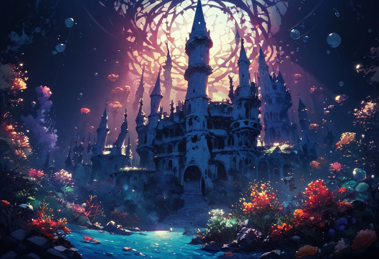 <lora:Kenva:1.0> score_9,score_8_up, score_7_up  knva, halftone effect, epic composition, masterpiece, underwater scenery,  (elegant water dragon  guarding the sunken ruined castle), very aesthetic, dramatic lighting, volumetric lighting, ultra sharp, best quality