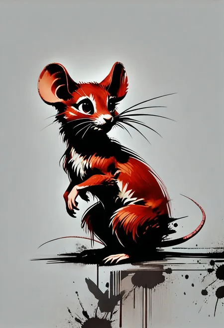 score_9, score_8_up, score_8, (solo), (solo:2), (fluffy:0.8), (feral), outdoors, (((mouse))), male, hazel eyes, red fur, red ears, (fluffy cheeks:0.4), cute, in the style of beatrix potter, cel-shading, fca style, backlit, (side view:1.3), simple background, (red:2), monochromemuse,