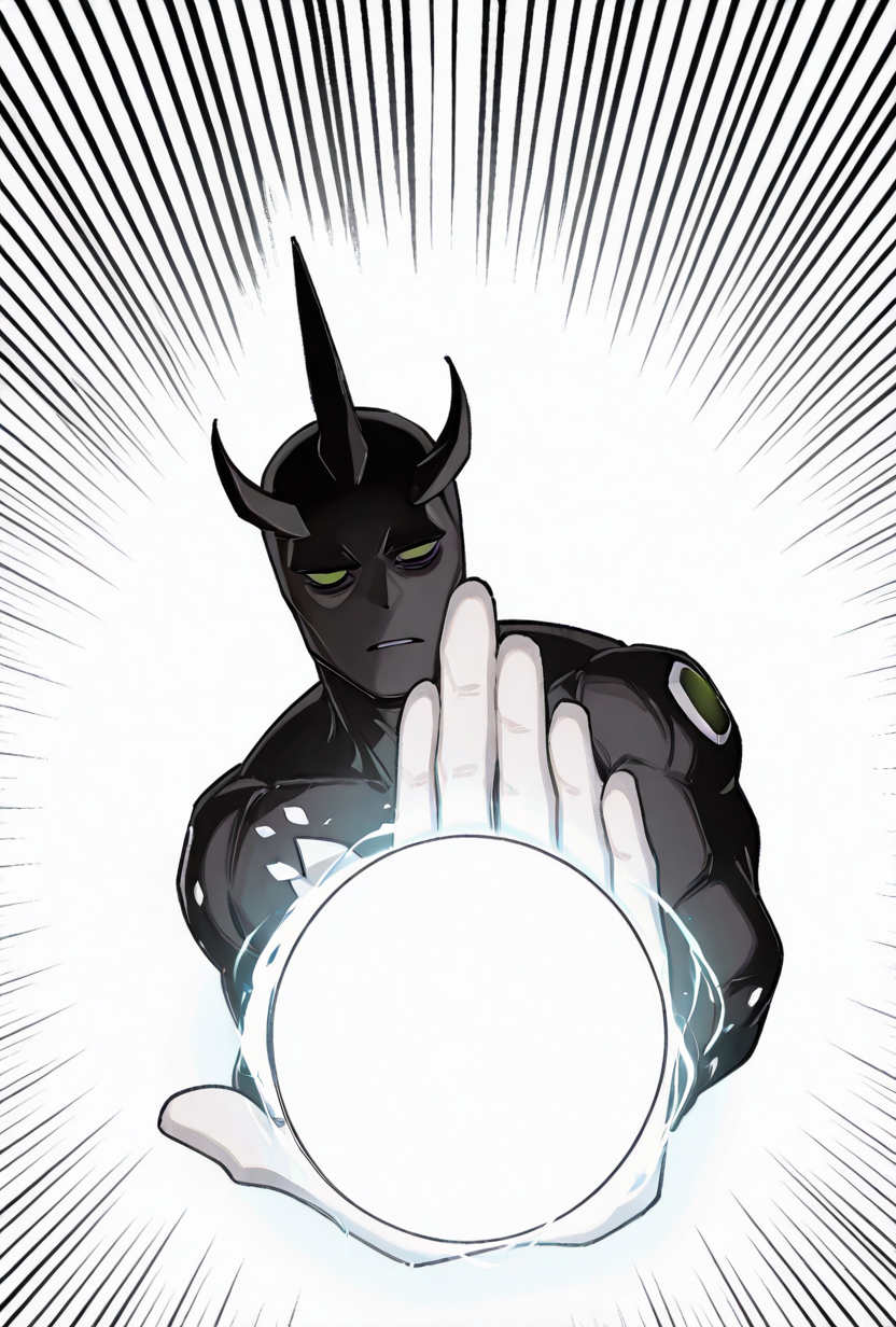 <lora:alienx-09:1> alienx, 1boy, green eyes, horns, matte black skin, full body, dynamic pose, white hands, wide face, white spots on body,   <lora:Biden_Blast__Meme_Pose_Concept__IllustriousXL_and_NoobAI:1> bidenblast, half-closed eyes, foreshortening, energy ball, glowing, incoming attack, upper body, parted lips, looking at viewer, , bidenblast, bags under eyes, glowing, energy ball, incoming attack, foreshortening, upper body, closed mouth, looking at viewer, , bidenblast, incoming attack, emphasis lines, glowing, energy ball, foreshortening, upper body, expressionless, parted lips, white background, simple background, looking at viewer, masterpiece, best quality, amazing quality, very aesthetic, absurdres, newest,