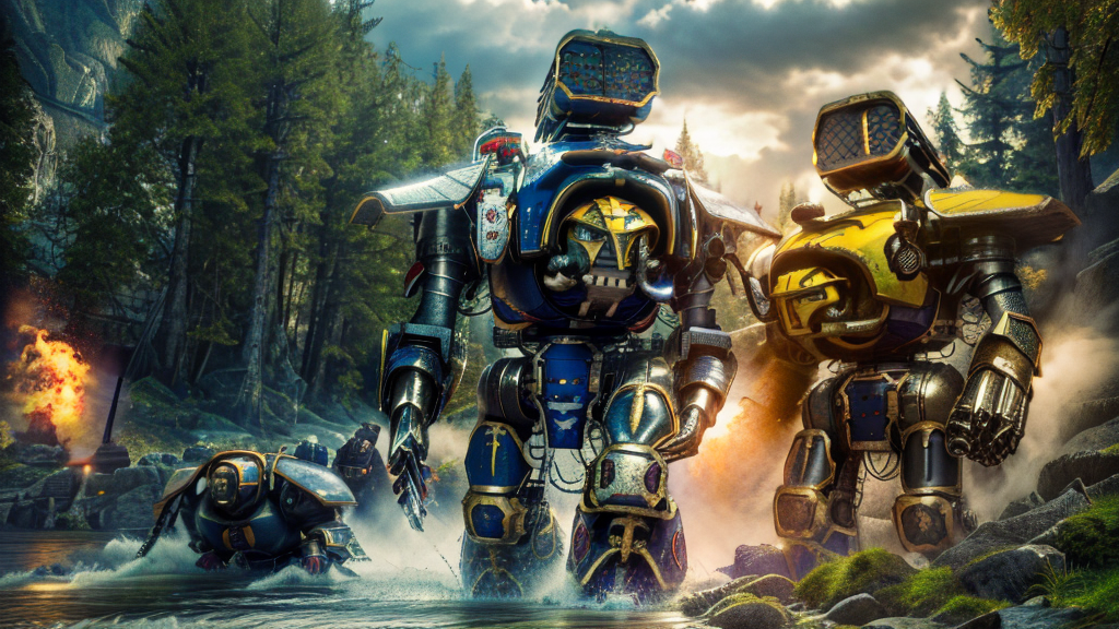 realistic analog photo, award winning photo,
 <lora:FantasyLandscape-10:0.75> fanlan, 
 <lora:Titans MK1 by CARAXES:1> titans, reaver, giant, massive size diffrence, marching across river,
RAW, highres, 8k, uhd, High Dynamic Range, tonemapping, crisp details,