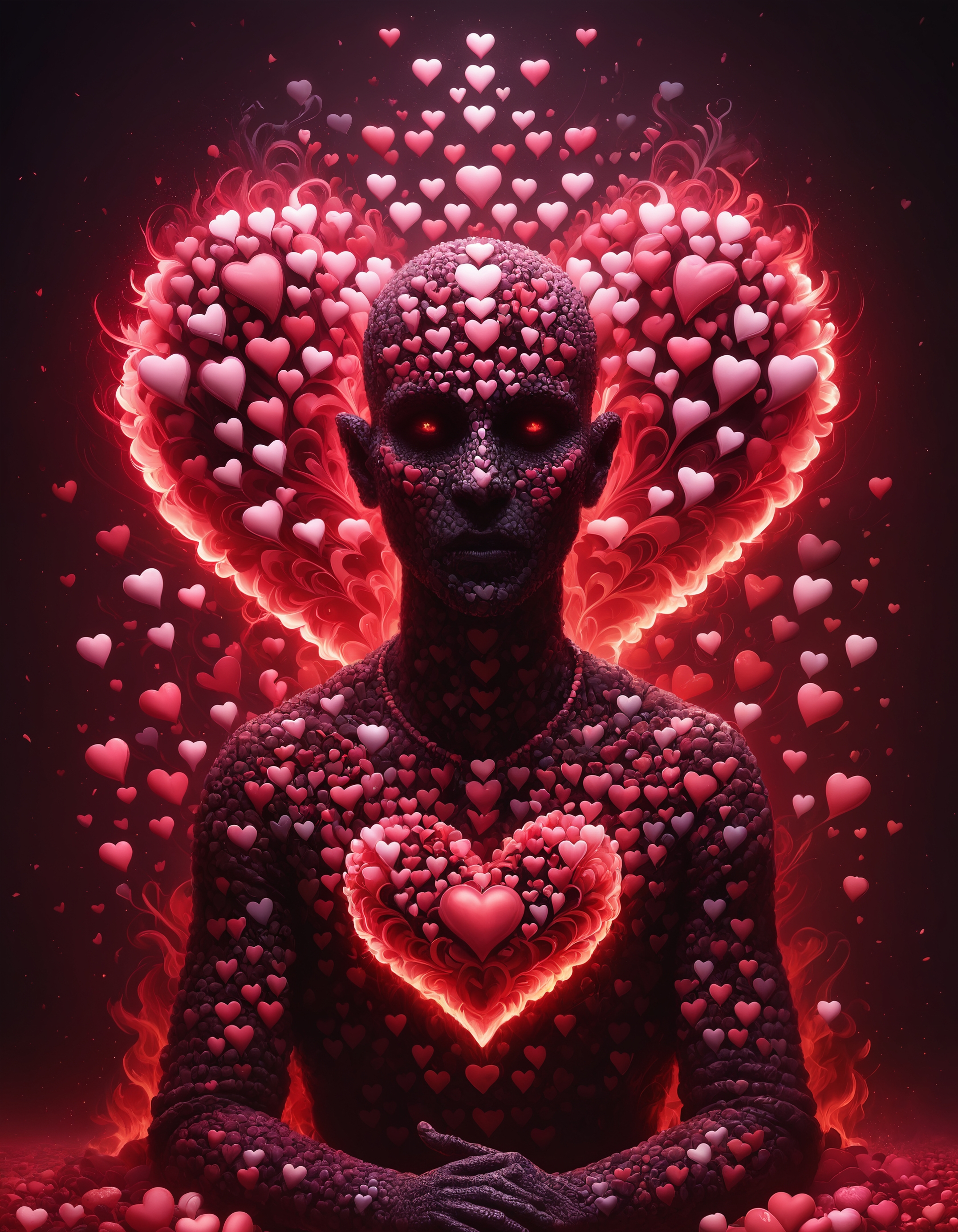 amazing award winning photo of a necromancer made out of hearts as zavy-hrtfl