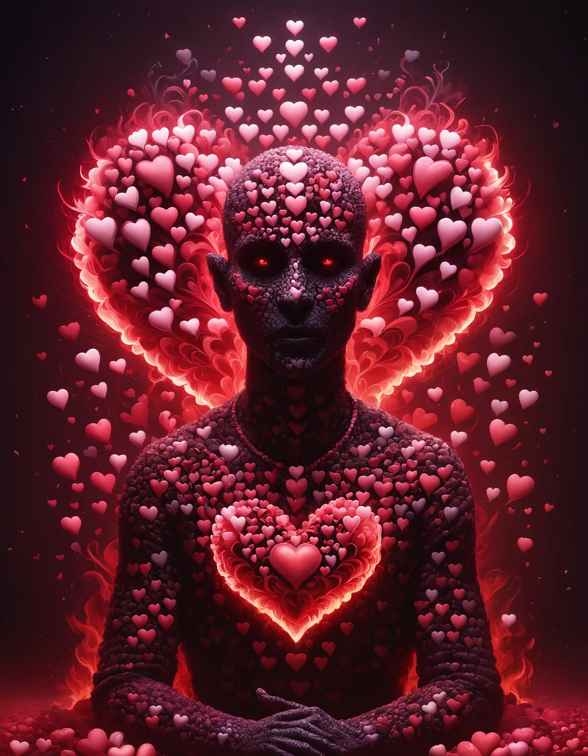 amazing award winning photo of a necromancer made out of hearts as zavy-hrtfl