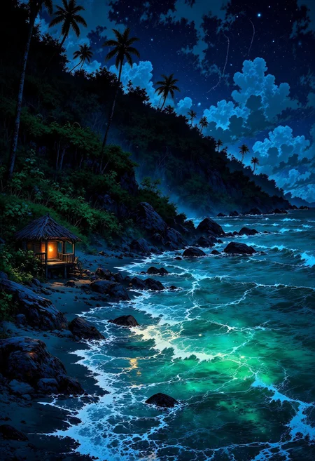 Costa Rica Rainforest Beach – Moonlight & Jungle Sounds
"A secluded tropical beach in Costa Rica, where the thick jungle meets the ocean under the soft glow of the moon. The night is alive with the sound of distant waves, rustling palm leaves, and the occasional call of exotic birds. The bioluminescent tide gently illuminates the shoreline, creating a magical glow along the water’s edge."