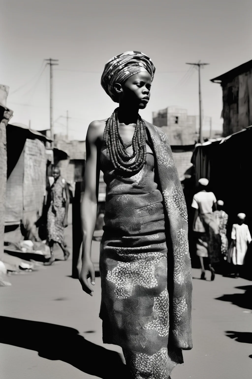 <lora:Zanele Muholi Style:1>Zanele Muholi Style - Bold and Vibrant Street Photography, capturing the diversity and vibrant energy of African cities through candid shots of everyday life, celebrating the spirit of the people and the beauty of the urban landscape.