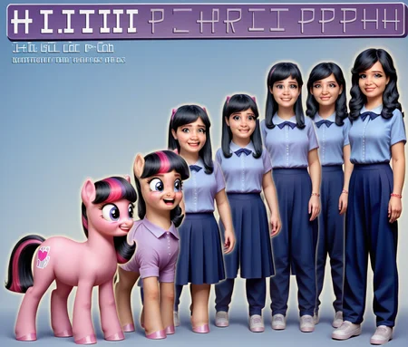 score_9, score_8_up,
<lora:Animorph_-_pony:1> animorph,((human female(black hair, school clothes, nerdy)) ,morph, ((buttercup(mlp, pony)), left to right transformation, multiple people, 4 stage transformation, gradual transformation, book cover negativeXL_D