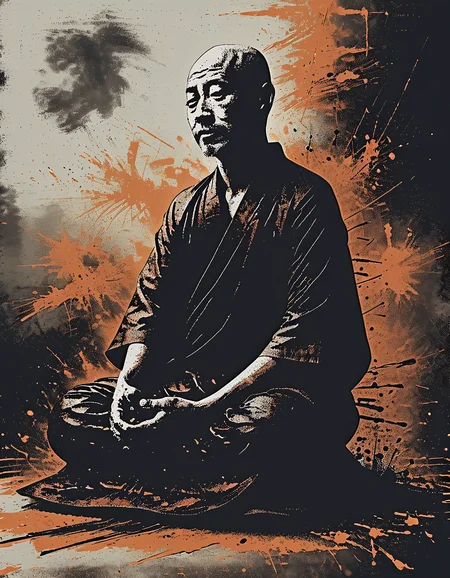 impactful paint of a monk meditating in zen under a tree, highly detailed, professional painterly, high contrast, oversaturated, deep blacks, color splashing, 4k, uhd, masterpiece