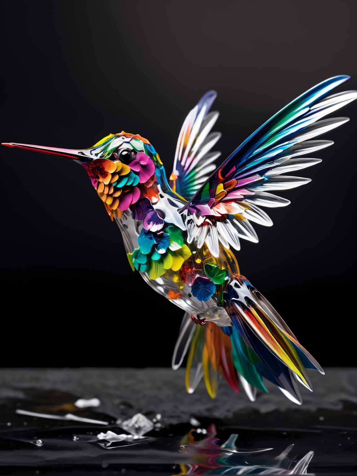 ais-colorfulplastic hummingbird fluttering its wings <lora:Colorful_Plastic_SDXL:1>