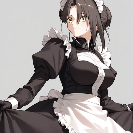 <lora:Takeuchi_Takashi_PonyXL_style_v01:1>
<lora:agent.pony:1>
score_9 , score_8_up , score_7_up , source_anime , 
masterpiece , best quality , ultra-detailed , 
BREAK
agent \(girls' frontline\), maid
1girl , woman , huge breasts , light smile , light blush , ((jeanne d'arc (fate)):0.5)  , 
long black hair  , maid dress ,  
staring