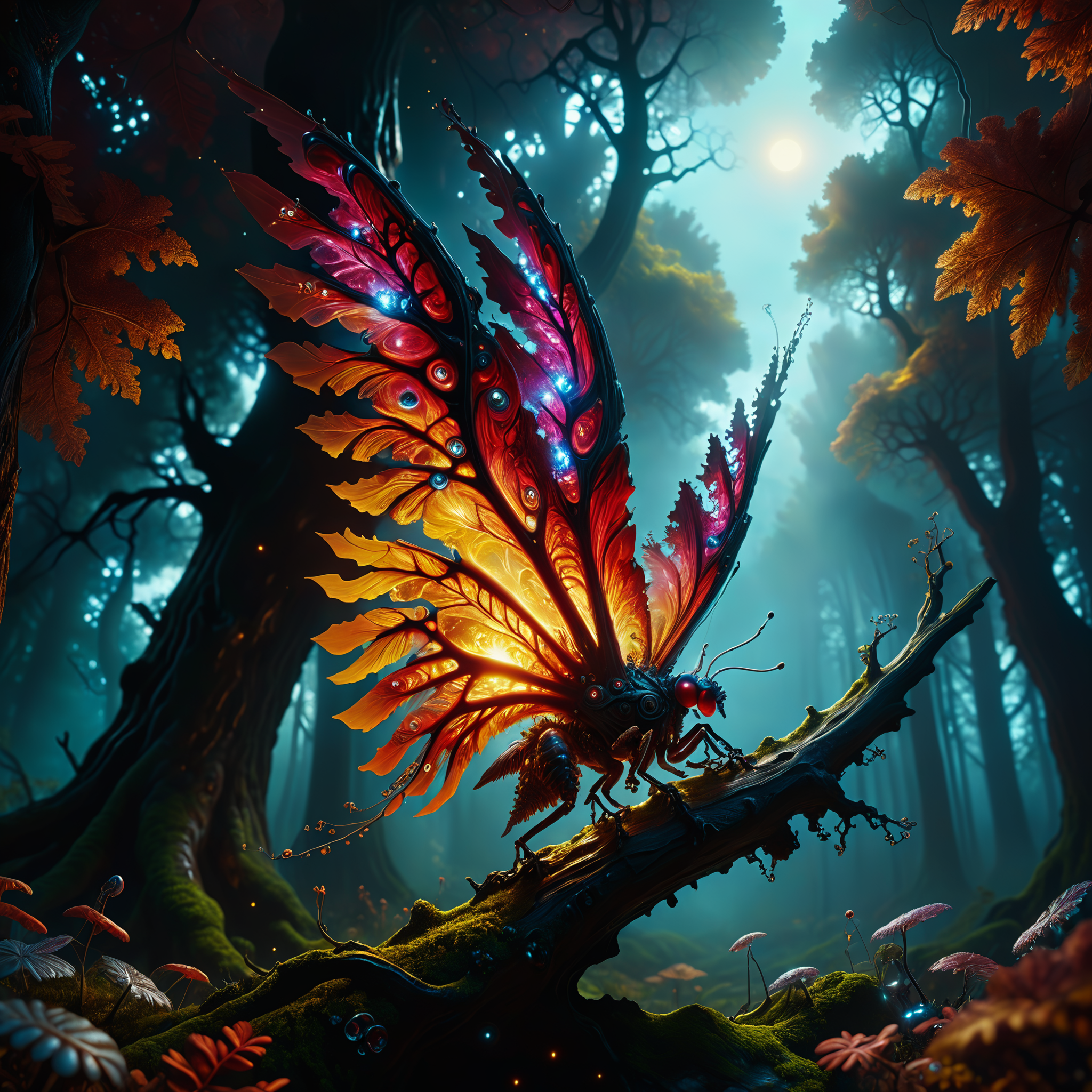 famous artwork inspired by (chris achilleos:1.4) and (wlop:1.1), oil on canvas, (fractal art:1.2), scifi style, dynamic angle, the worryingly (beautiful:1.8) "glowing rubyblep" is a small highly poisonous life form with (brightly colored intricate wings:1.3), they inhabit the enchanted engifronged glades of the lush forests of planet "jaggerton viii" hunting the air for the softly (glowing spores:1.1) of the burglybonked plingzockletree, (movie poster style:1.2), (creature focus:1.1), perfect composition, realistic, ultra detailed, 8k, uhd, <lora:extremely_detailed-detail_slider-v2-xl-by_ntc:0.8:hr=0.0> <lora:more_artful-xl:0.48> <lora:midjourney_mimic-xl-by_andrexsel:0.44> <lora:lyco-style-envydramaticlightingxl01_digital_art-xl:0.56> <lora:envybetterhiresfixxl01-xl:0.0:hr=1.0>