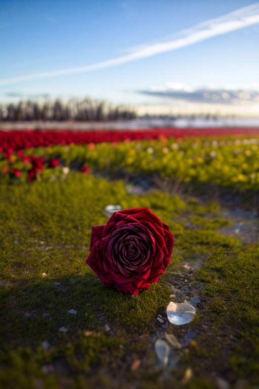masterpiece, best quality, ultra-detailed, realistic, 8k, pine tree, flowers fields, many kinds of flowers, a couple of rabbits on very distant, lakes, meadows, grass, glitter on top, daytime, sunlight, cloudy, some birds fly in the sky over long distances, out-of-this-world scenery, lifelike, naturalism, greatest naturalism photo, immaculate detailed realism photography, rich colors, best colors perfect composition, perfect colors, colorful, clear photo, intrigue nature panorama, delicate nature photo, immaculate micro-details nature elements, (out-of-this-world scenery:1.23), beautiful landscape, beautiful flowers, crystal fantastic, breathtaking beautiful nature, unmatched beauty nature, more nature elements, rich nature elements, (emphasize a bunch of small multi colors roses flowers were scattered around:1.37), (some are red roses flowers, some are yellow roses flowers, some are white roses flowers:1.37), perfect dynamic angles for viewing the scenery, very aesthetic, artistic style, surreal, insanely lifelike, top best naturalism photography, greatest detailed, intricate nature details background, depth of field, (no human:1.37), detailerlora,