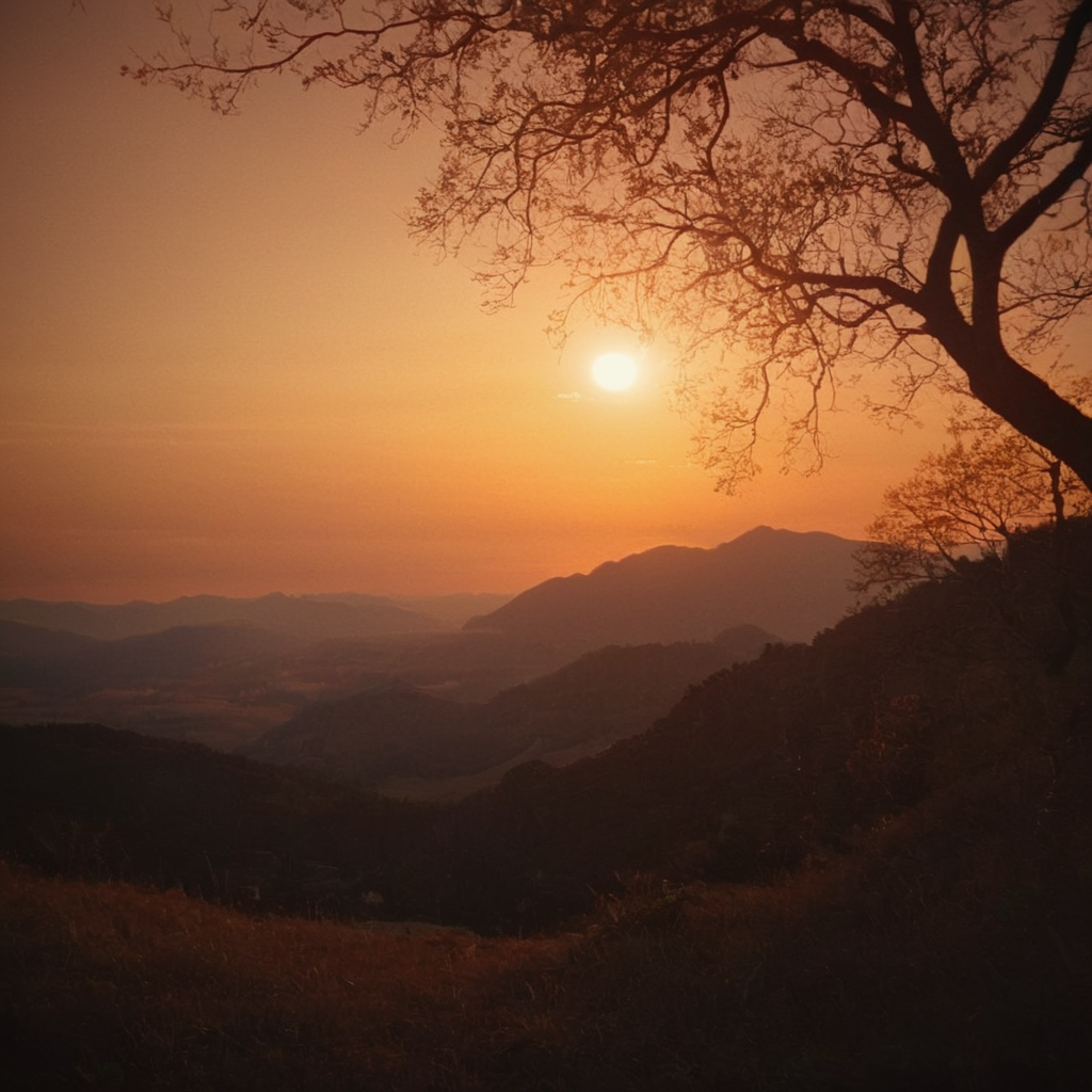 cinematic film still of  <lora:Warm Lighting Style:1>
warm light,a sunset with a tree and mountains in the background,warm lighting style,outdoors,sky,cloud,tree,no humans,nature,scenery,sunset,mountain,sun,horizon,branch,landscape,gradient sky,orange sky 3200k, orange color, yellow color, warm color, straw color, golden color, shallow depth of field, vignette, highly detailed, high budget, bokeh, cinemascope, moody, epic, gorgeous, film grain, grainy