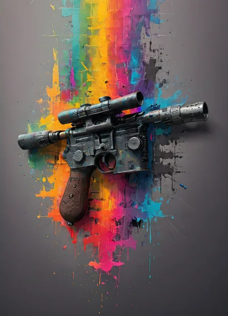 advertsing add for a dl44blstr, highly detailed, cinematic, colorful,
 <lora:ArtfullyME_SDXL__v1:0.8> Artme <lora:Blastech_DL-44_Heavy_Blaster_Pistol_SDXL:0.8> dl44blstr