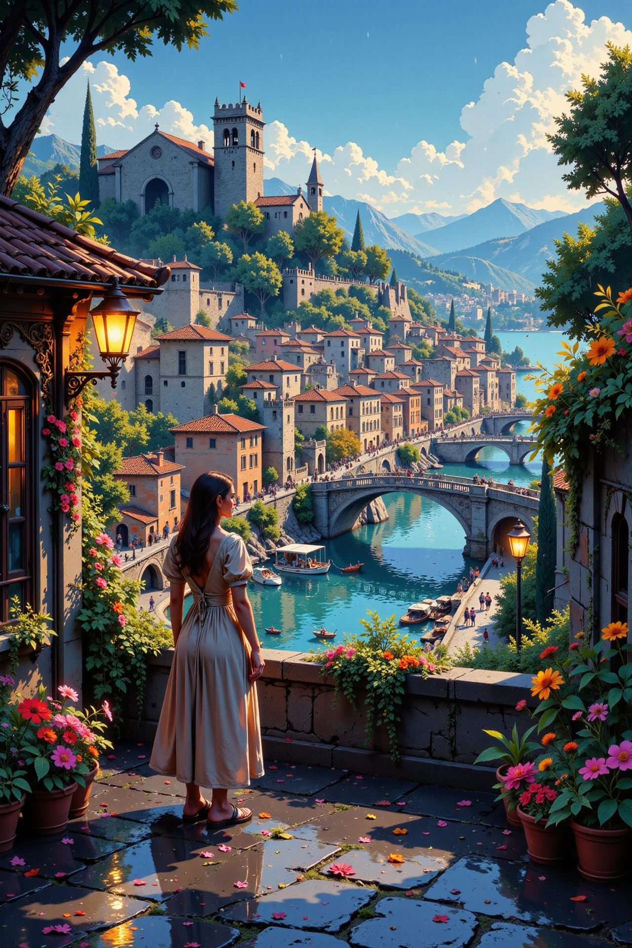 roman city beautiful landscape, rainy day, woman, very intricate, very detailed, sharp, bright, colorful, <lora:Hand v2:0.5> <lora:Anti-Blur:1><lora:Insane Detail Slider:0.25>  <lora:flux.1_lora_flyway_Epic-detail_v2:0.3> <lora:fluxenhancer:0.25> <lora:ROWER:0.6> <lora:flux-charmer-v1-1:0.4> <lora:Vibrantly_Sharp_style_v.5:0.4> <lora:Flux_Anime_Retro_Style:0.8> retroanime