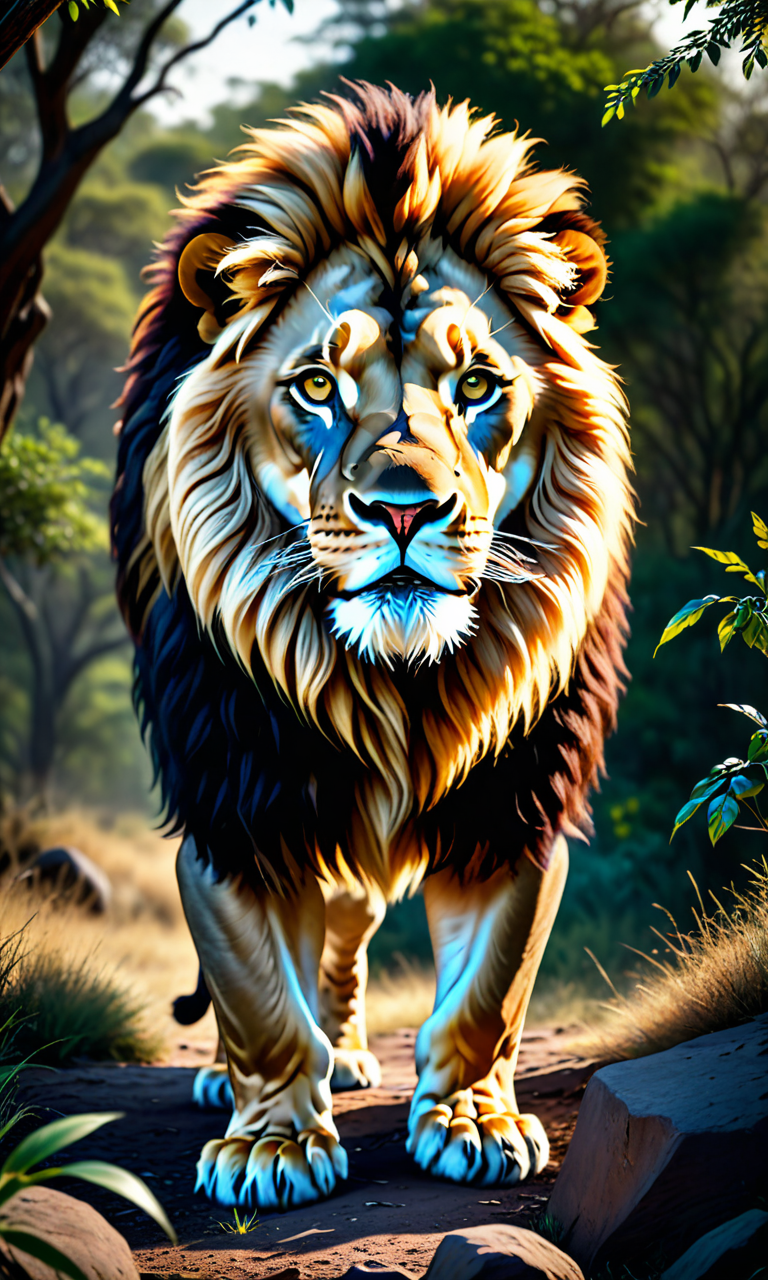 A Lion in the wild, Breathtaking, 8k resolution, extremely detailed, beautiful, establishing shot, artistic, hyperrealistic, ultra realistic render, extremely fine details, like-like render, cinematic lighting, dramatic lighting, masterpiece, light brazen, extremely detailed and beautiful face, 150mm, HDR10 <lora:Fast:0.69>