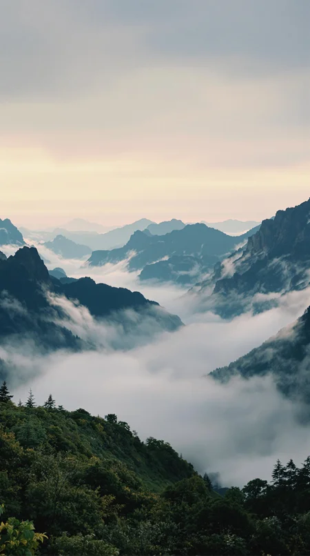 Incredibly beautiful, breathtaking landscape. Desktop wallpaper. limited dark palette, unusual dark colors, faded colors, atmospheric haze, highly dramatic cinematic lighting, film grain, professional, superb composition, fine detail, maximum detail, extreme level of detail, masterpiece, best quality