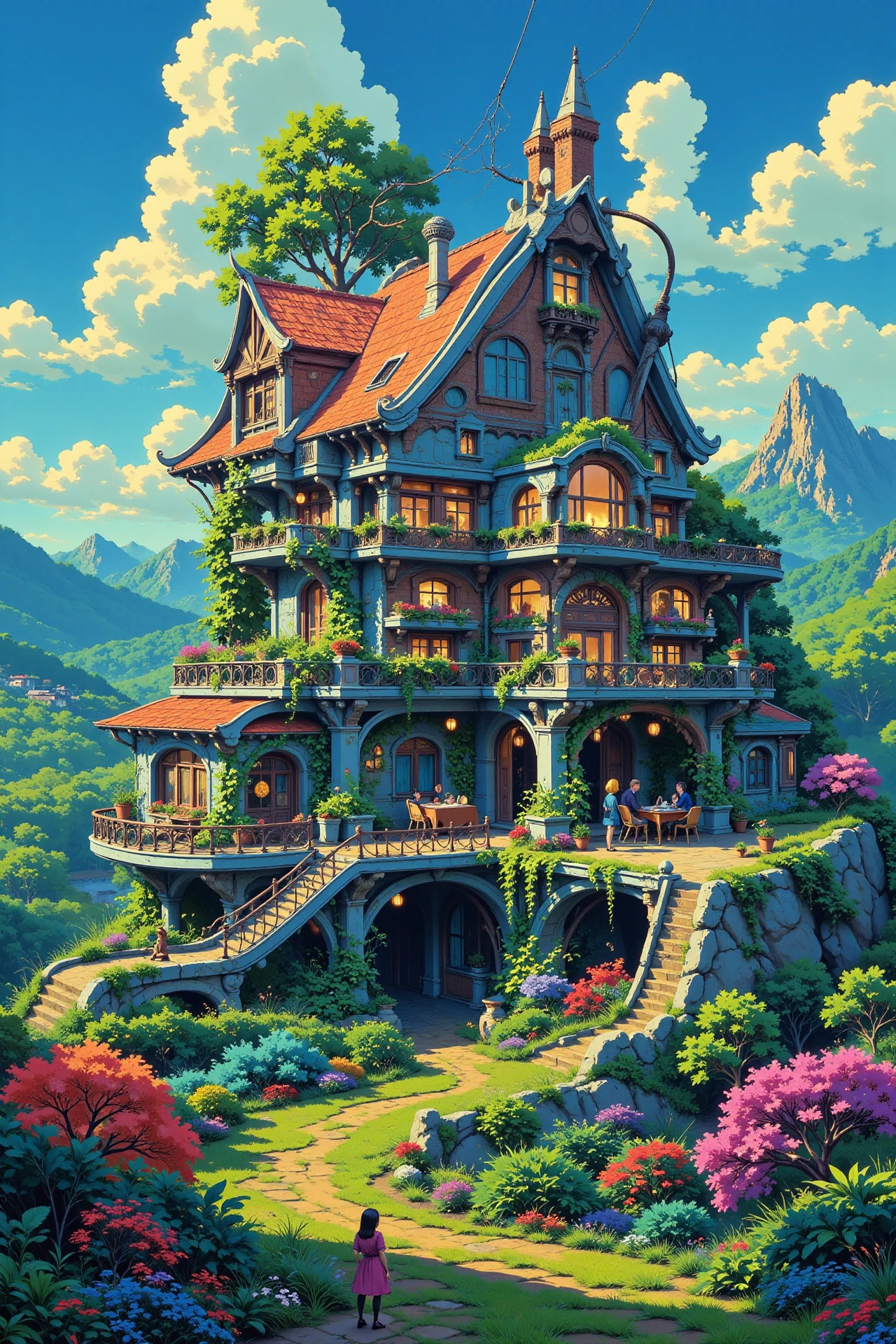 a futuristic house beautiful landscape, morning, woman, very intricate, very detailed, sharp, bright, colorful, <lora:Hand v2:0.5> <lora:Anti-Blur:1><lora:Insane Detail Slider:0.25>  <lora:flux.1_lora_flyway_Epic-detail_v2:0.3> <lora:fluxenhancer:0.25> <lora:ROWER:0.6> <lora:flux-charmer-v1-1:0.4>>  <lora:Anime_style:0.8> anime style