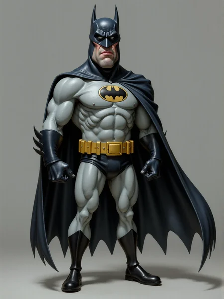 full-body caricature of an animated batman on a grey limbo background <lora:3d_caricature_Strong:0.9>