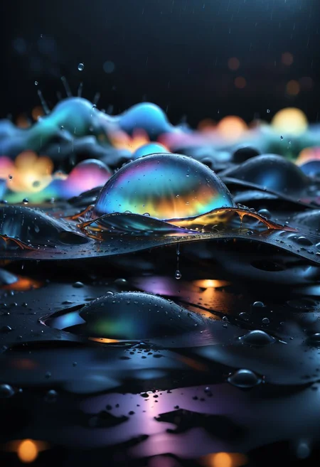 ral-rndrps, landscape of a Futuristic drops, at Blue hour, Fujicolor, ethereal magical atmosphere, unreal, alien, scifi <lora:ral-rndrps-sdxl:1>