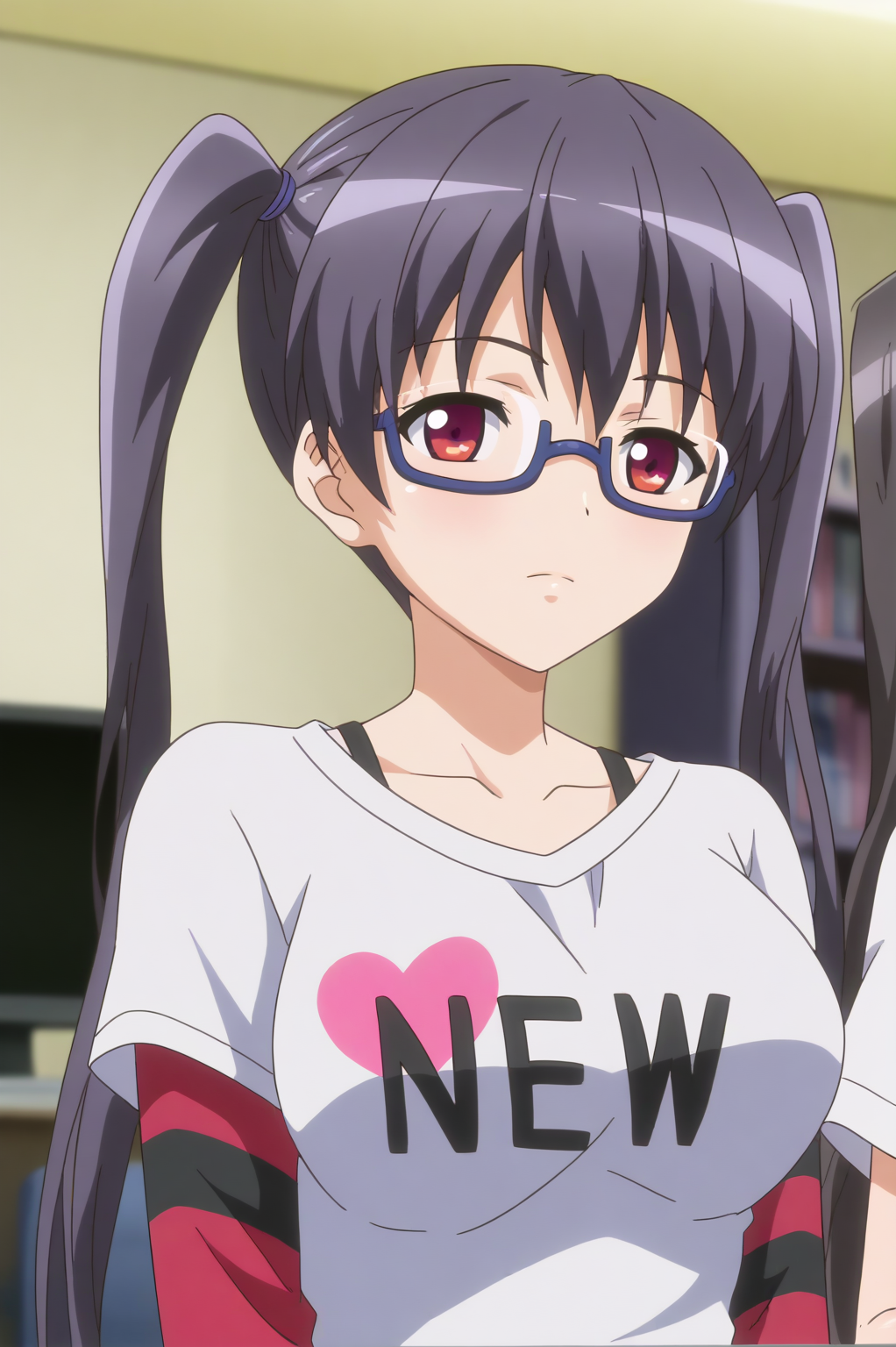 Iori Kousaka, glasses, adult girl <lora:Eroge_H_mo_Game_mo_Kaihatsu_Zanmai-Iori_Kousaka-PDXL:0.8>