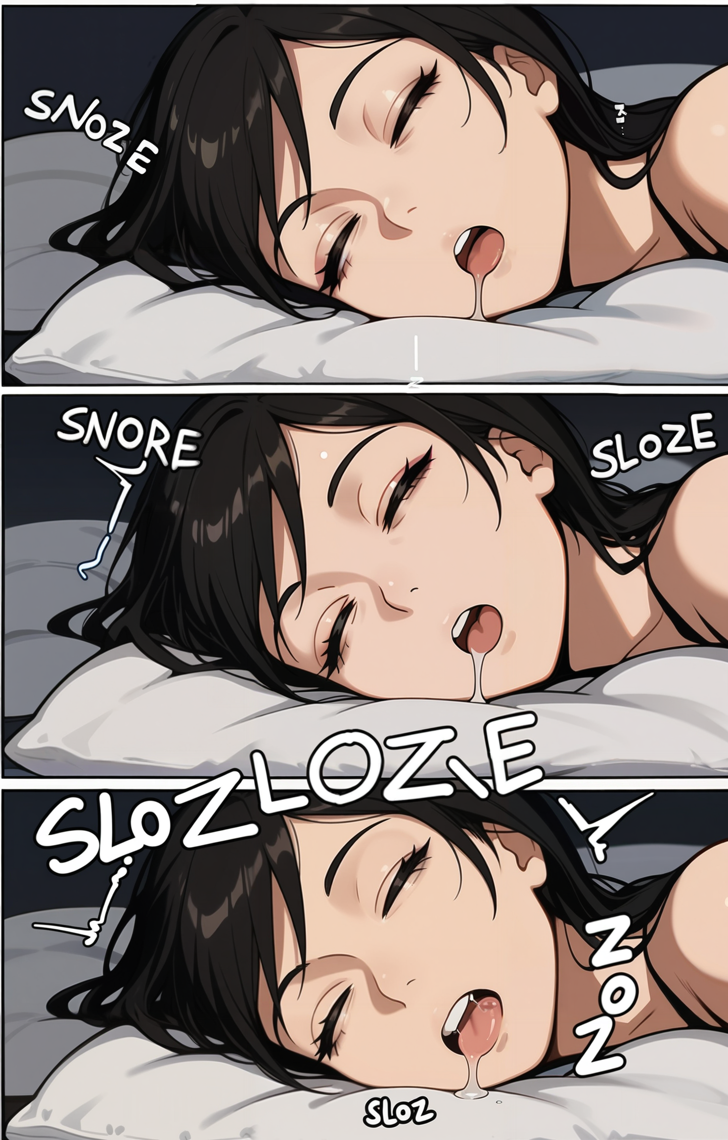 masterpiece, best quality, amazing quality,  close-up face, (snoring:1.8) (sound effects:1.4), drooling, salvia