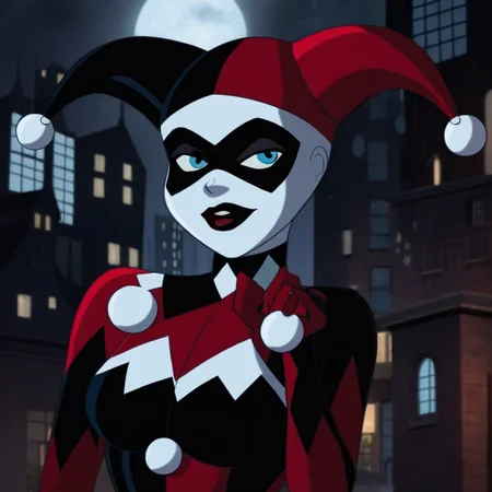 Dark Fantasy Art of <lora:Harley Quinn:1.2>
Harley Quinn a cartoon character dressed in a red and black outfit In Gotham City Universe, dark, moody, dark fantasy style