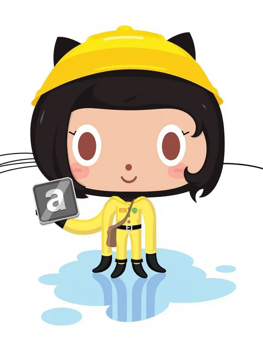 A graphic illustration of Octocat as a female developer.<lora:General Flux\octocat.safetensors:0.9:1.0>