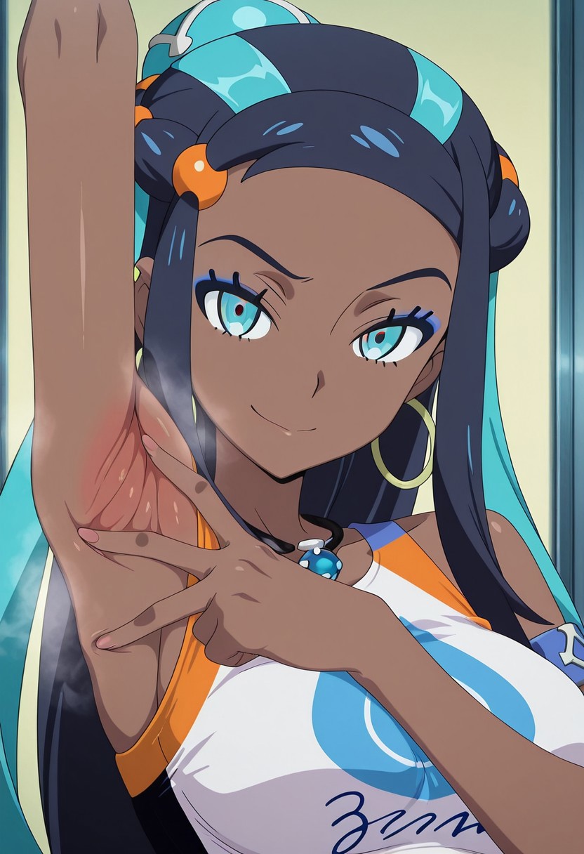 Spread_Armpit,nessa(pokemon),,masterpiece,amazing quality,best quality,anime screencap