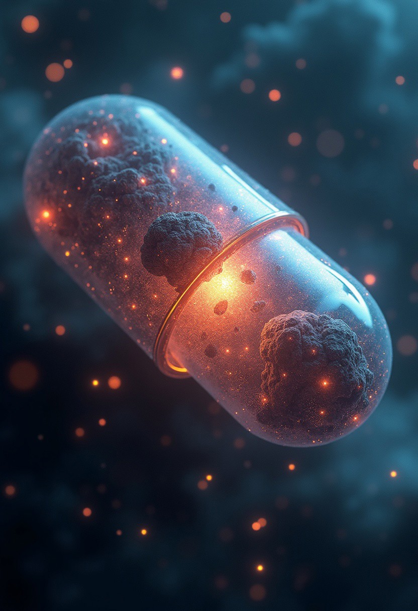 highly detailed image of a synapse galaxy in space,ethereal,delicate, grim, encapsulated inside of a crystal pill, extremely high quality image, HDR, fantasy, photo  Centered in Perfect Composition, Complex Details Showing Unique and epic Elements, Very Detailed Digital Painting, Dramatic Lighting, Very Realistic, dark space, dark fantasy
