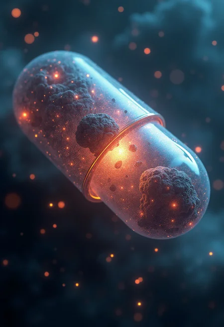 highly detailed image of a synapse galaxy in space,ethereal,delicate, grim, encapsulated inside of a crystal pill, extremely high quality image, HDR, fantasy, photo Centered in Perfect Composition, Complex Details Showing Unique and epic Elements, Very Detailed Digital Painting, Dramatic Lighting, Very Realistic, dark space, dark fantasy