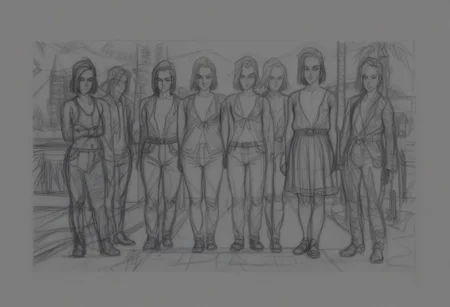 android 18, andy18, raw sketch line art,