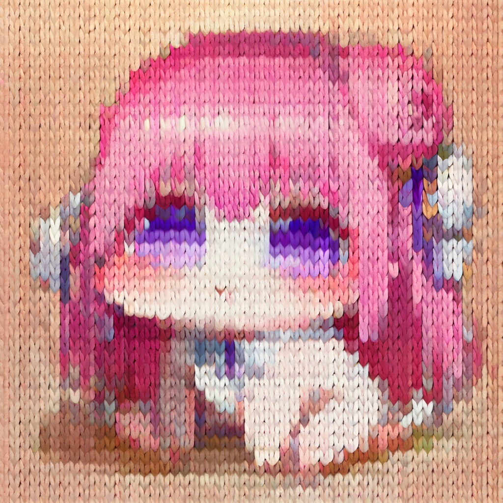 score_9,score_8_up,score_7_up,kn1t,doro, creature, :3, chibi, pink hair, purple eyes, hair bun, hair bow, no humans, white skin, four legs, solid circle eyes, no pupils,
<lora:potat_knit_style_PDXL_v1:1> <lora:Doro_X_PDXL_V1:0.8>
