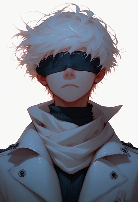 score_9, score_8_up, score_7_up,
c0l0r1f1c4t10nwh1t3,ColorificationWhite,Colorification White, solo, short hair, simple background, 1boy, white background, closed mouth, jacket, upper body, white hair, male focus, scarf, wind, portrait, facing viewer, high collar, blindfold, covered eyes, gojou satoru