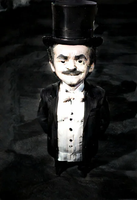 ((((((black and white,eyestalks)))))),((small man with mustache, top hat, kenbis, chibi, chibi, male only, male, male chibi, monocle, art deco, thick mustache, comically large mustache, handlebar mustache, tiny, multiple men, shrunk, microxl, some little guys, high angle, from above)), bwMovies, realistic, photo, vintage photo, ((very small man, small man, a small man, a man who is small, a small man)), an unapologetically small human male, black and white, smiling, very happy, euphoric, ecstatic, wonderful small men, large smile, huge smile