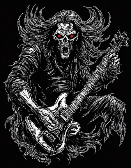 metal_tee, a demonic heavy metal rocker, vector digital illustration, (black background:1.5) <lora:metal_tee_sdxl:1>