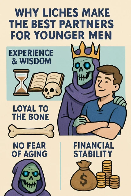 an infographic for why liches make the best partners for younger men