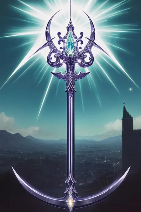 MagicItem_v1, fantasy, cross, cross-shaped scepter, masterpiece, high detailed, elegant, majestic, detailed, pretty, beauty, perfect, sleek, world morph, front facing position, perfect morph, divine, heavenly, excessive energy, holy