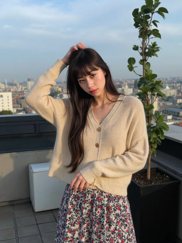 There are wonderful studio lights and various reflections,
18yo beautiful cute girl with blushing and female orgasm.skin naturally showing the texture of blood vessels and detailed pale skin,
--,
<lora:Nakajo_Ayami_f1:1>,she is Nakajo Ayami,
(Knit_cardigan:1.4),(Printed_midi_skirt:1.3),(Slip-on_sneakers:1.2), a elegant girl posing,Cornrows Hair,gradient hair,a city rooftop apiary,epic Detailed illustration vibrant extremely hyper aesthetic,Phase One XF IQ4 150MP,key light,, #ä¼éåå¸èæ¯