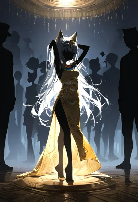 (masterpiece, best quality), (score_9, score_8_up, score_7_up,source_anime), 4K8K, high res image, Uncorrected, white print, lineart print, print,
from front, Porcelain wall,
Ankha_(Animal_Crossing), (silhouette Ankha solo:1.3),
(animals), silhouette, backlit, backlighting, dark night, Porcelain Mix Gold, pmg style,
(golden lines, white silhouette skin, Skin like porcelain),
standing on tiptoes, reaching out, arms up,
(small stature, petite:1.3), (breasts:1.1), (white hair, verry long hair, cat ears),
(wearing Porcelain clothing, Porcelain Egyptian-style dress),