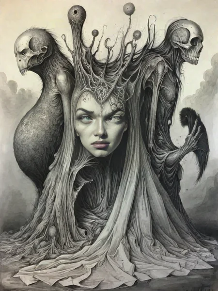 <lora:sur-mono_XL:1>, sur-mono_XL, monochrome, line sketch, surrealistic, in the style of Zaleska Tepes