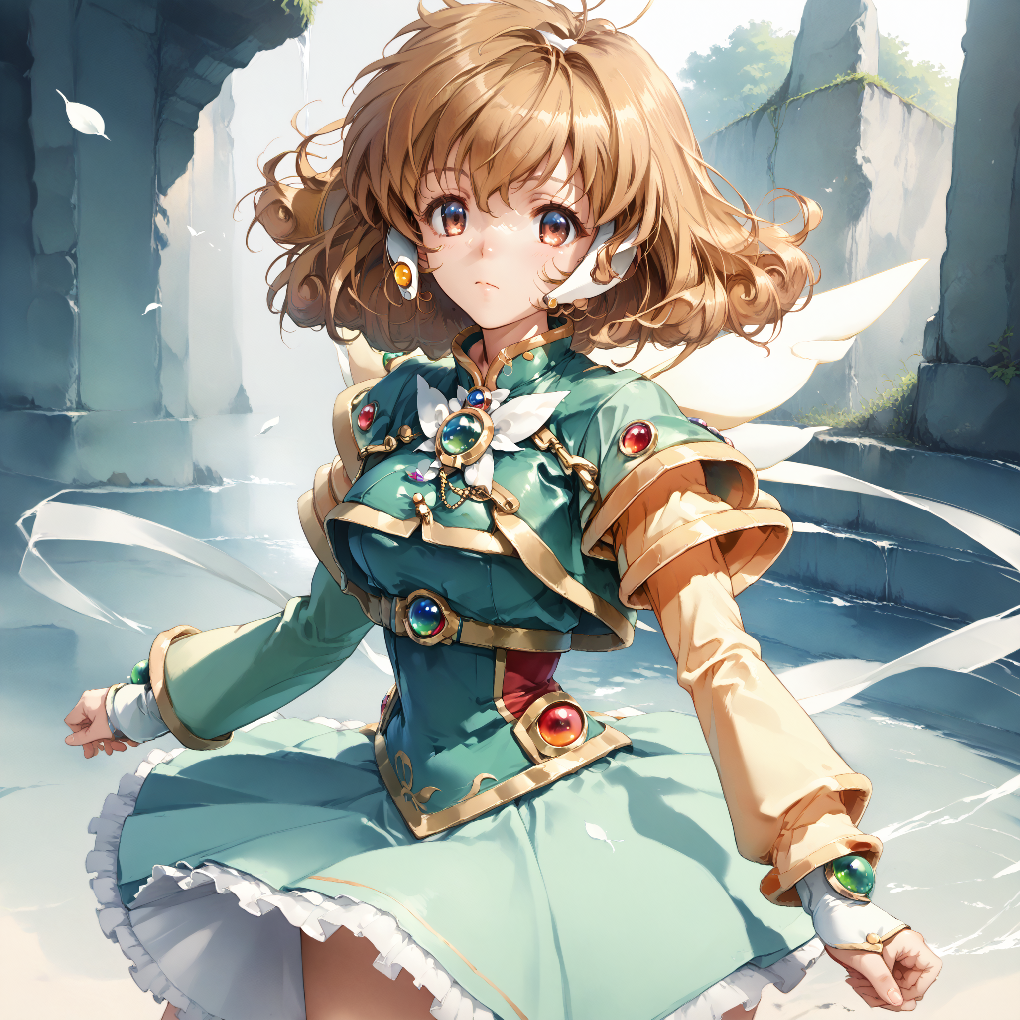 (score_9:1.2), score_8_up, score_7_up, source_anime , best quality,<lora:corrector yui-pony-01:1>, corrector yui, 1girl, solo, magical girl, wind element suit