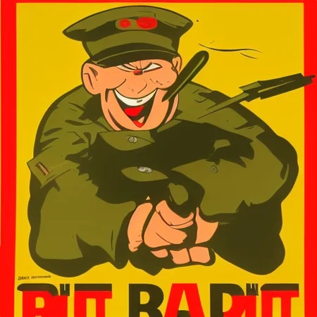 A propaganda poster with Beetle Bailey encouraging people to fight in the Vietnam war