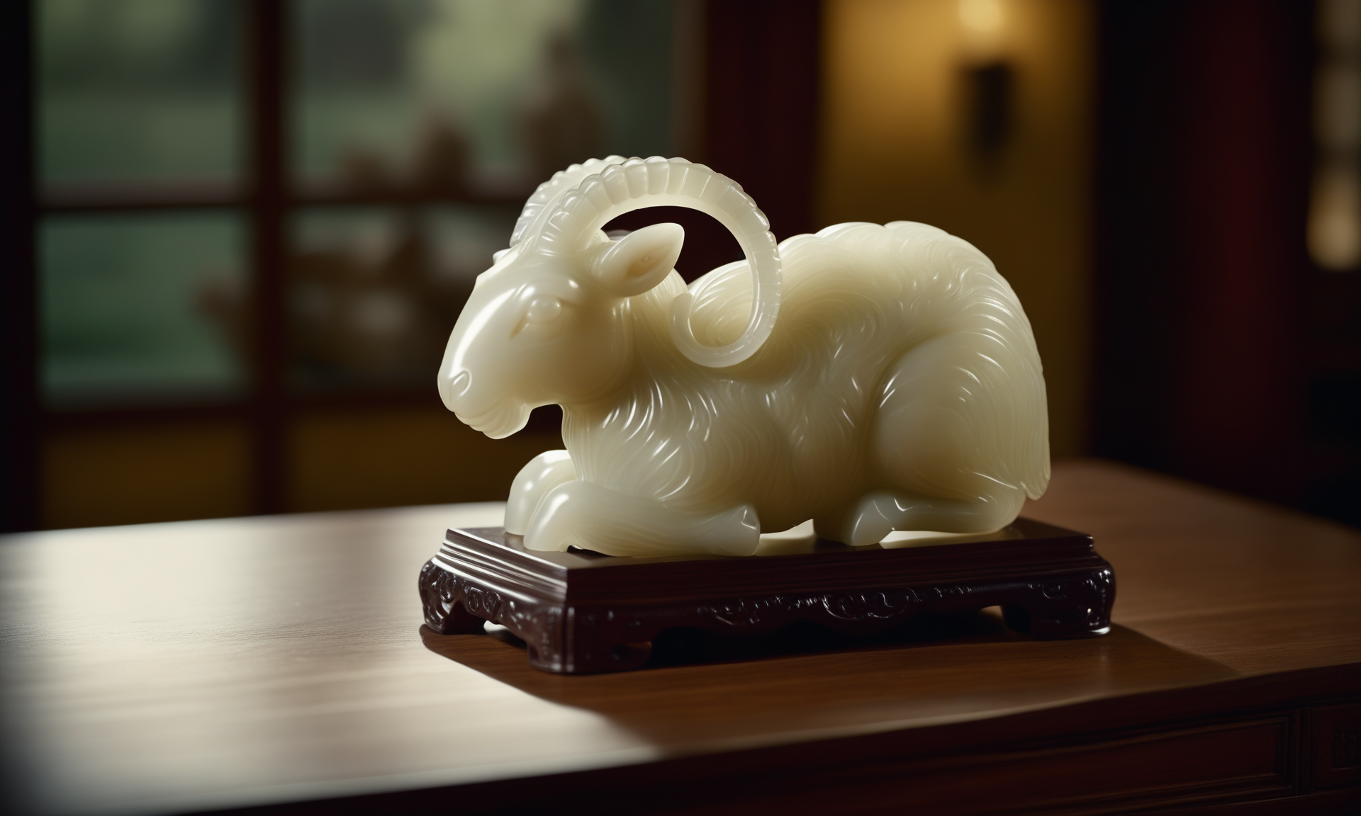 cinematic film still <lora:jadecarvingcd_xl-000007:0.8>,a statue of a sheep made of (jadecarvingcd_xl,jade carving,translucent) on floor,no humans,long-focus,indoors,chinese zodiac,wooden table,cutie,cute,still life,animal statue,front view,facing viewer,looking at viewer . shallow depth of field, vignette, highly detailed, high budget, bokeh, cinemascope, moody, epic, gorgeous, film grain, grainy, 8K, HDR, UHD, masterpiece, best quality, highly detailed, high resolution, finely detail, extremely detailed, ultra detailed, wallpaper