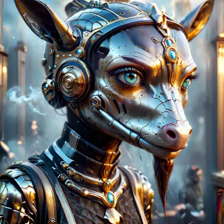 (upper body shot), (kangaroo|giraffe in an intricate black spacesuit with a ((transparent helmet)) that covers her face partially, blue cat eyes,
((shooting a RaygunGothicStyleAI that shoots lasers like smoke rings)), perfect, intricate, :1.1), wearing a super sexy leather ranger outfit, by ZdzisBaw BeksiDski's and H.R. Giger and Stefan Martiniere and Tomer Hanuka, hyper detailed, award winning on artstation.com,(intricate details, masterpiece, best quality:1.4), looking at viewer, dynamic pose, wide angle view, dense fog, Different shades of oxblood red and Rainbowiridal palette eyes and lemon yellow, embellished with gold decoration, fractal art, in the style of nicola samori, Intense gaze, Bright... ,Model, expression