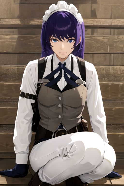 solo, 1girl, solo_focus, (((masterpiece))), ((best quality)), ((ultra-detailed)), ((too_many)):16, high resolution, absurdres, highres, ultra-detailed 8k unity wallpaper, 
kikunop3, maid headdress, vest, shirt, gloves, pants, boots, holster