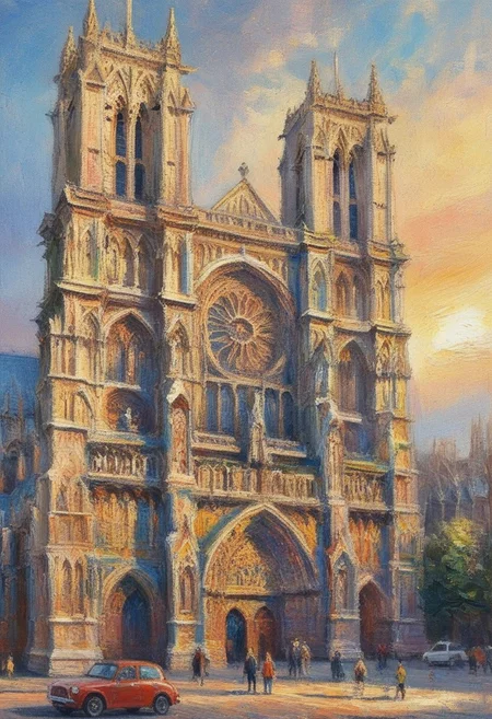 Strokes, dots, fine lines create a perfect, harmonious work of art. lively. london. westminster abbey. sun. a mother and his child.
best quality, ultra-detailed, very aesthetic, illustration, perfect composition, intricate details, absurd, atmospheric lighting, streaks of light, vibrant colors, very detailed, midjourneyv6.1, detail background, perfection, impressionist painting