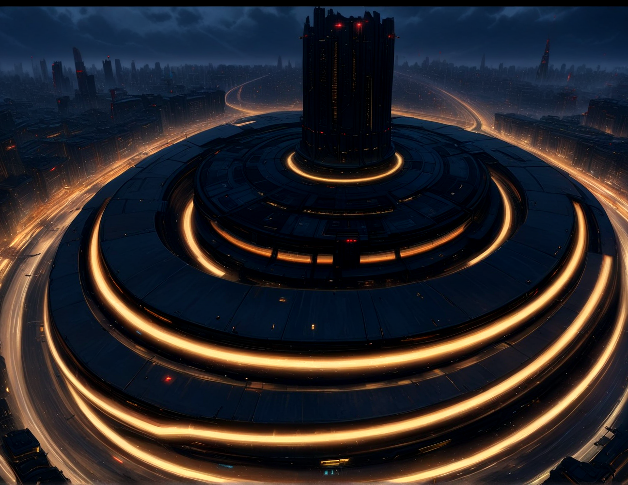 score_9, score_8_up, score_7_up,
<lora:Dystopian_Future_(Architecture)_(SDXL)_(AD):1> Dystopian Future, monumental architecture, architecture, city, cityscape, scenery, building, skyscraper, future, scifi, science fiction,  
8K, In'ei, chiaroscuro, rim lighting, perfect depth of field shot, beautiful, sharp focus, crisp details, subsurface scattering and reflections, god rays, ray tracing, 
idealized city, wide boulevards, busy city center, large plazas, plazas, photographic anime clouds and haze, dark rainy overcast skies, black clouds, abysmal haze, photographic realism, buildings, skyscrapers, metropolis, 8K CGI render, oppressive scale of architecture, black titanium, science fiction masterpiece, 
(in the style of and art by midjourney, greg rutkowski, raphael, James Gurney, Thomas Kinkade, ), 
BREAK zPDXL, zPDXLxxx, <lora:sdxl_lightning_8step_lora:0.4> <lora:detailed_notrigger:0.5>