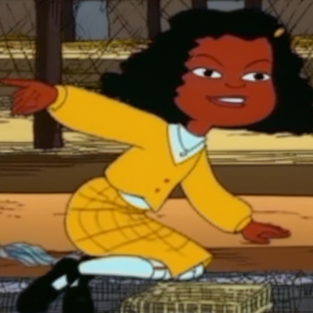 white under shirt, 1 girl, long white socks, black shoes, Ashley B RC, yellow sweater, black hair, , solo, yellow hair ornament, dark skin