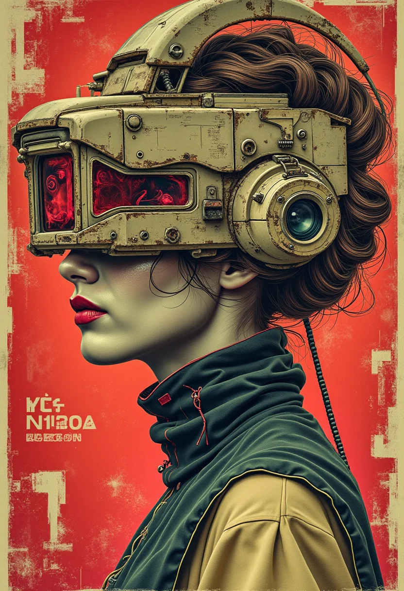 yfg-cehda poster, glow, neon, clean, high key photo, lower thirds text "YFG CEHDA", A captivating portrait of a refined and bewitching woman, depicted through a blend of abstract, surrealist, and impressionist styles in rich reds, golden yellows, and deep blacks. Ethereal beings from a fantastical dimension merge with the scene, forming a dreamlike collage. The artwork embraces a rebellious spirit, incorporating whimsical typography and elaborate letter designs. The composition features a vibrant, chaotic layout with textured details reminiscent of distressed printing and aged parchment art unreal engine 5