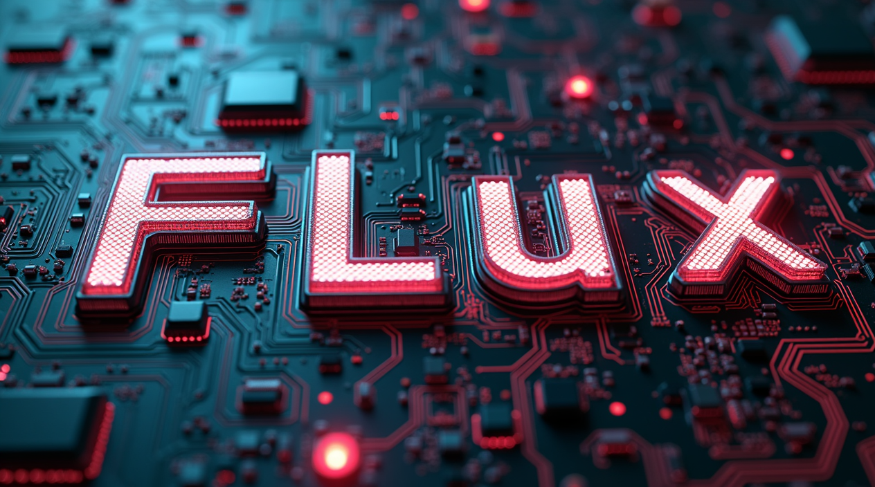Topology map cyberpunk style text consisting of interlacing neurons  and a circuit board, , very high-quality rendering, deep lighting, ray tracing, fog, focal length, depth of field,
"FLUX",
 Jiro Regular font
