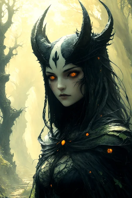 famous artwork inspired by (hollow knight:1.2) and (james r. eads:1.2) and (donato giancola:1.1) and (mike mignola:1.4) and (kaja foglio:1.3), detailed expressive eyes, fantasy style, this image shows the "befuddled squitschwart" in the lush psorbified lands of the accursed planet "styrbculb x", this slow and bumbling creature is voltrifying a rimflongled gnipfe and attempts to balance atop stacks of eggbreggeling rofflegobler while surrounded by happily bouncing "powerful gronkbonks", (dark fantasy), hkevil,  <lora:Sutech_Fusion:1.2> <lora:add-detail-xl:1> <lora:BeautyInEvilXL:1>